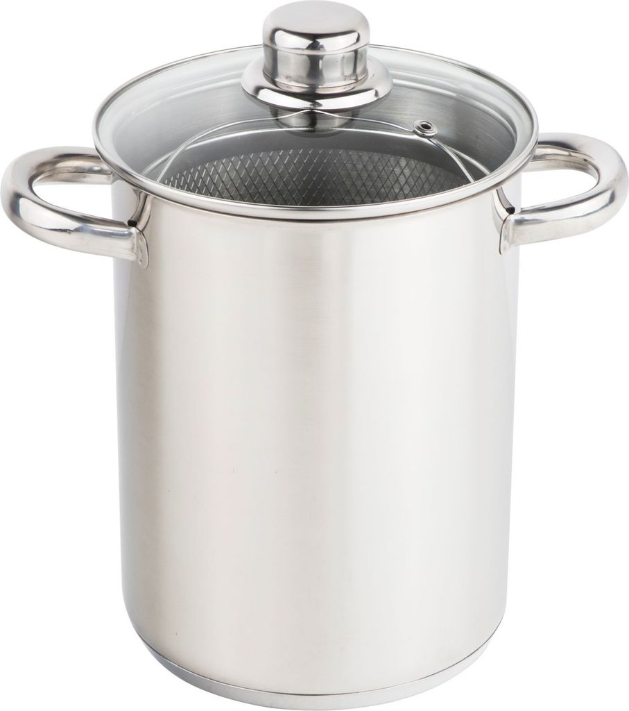 Edelstahl Spargeltopf mit Korb - 21 x 16 cm - Metall Nudel Produktbild 