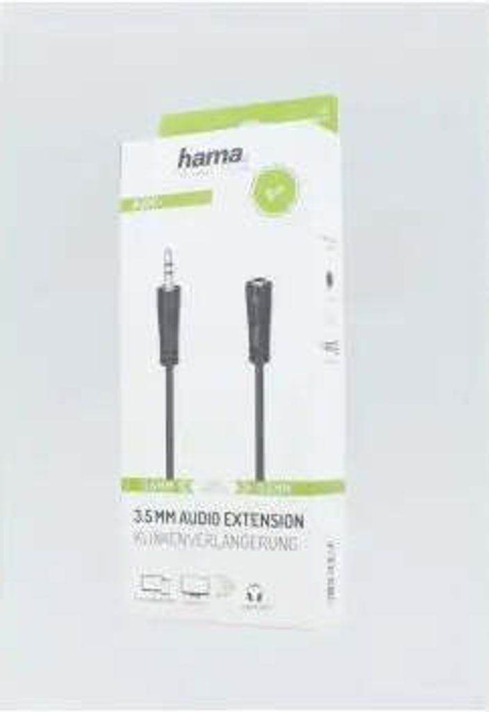 Hama 00205121, 3.5mm, Męska, 3.5mm, Żeńska, 5 m, Czarny Zdjęcie produktu 