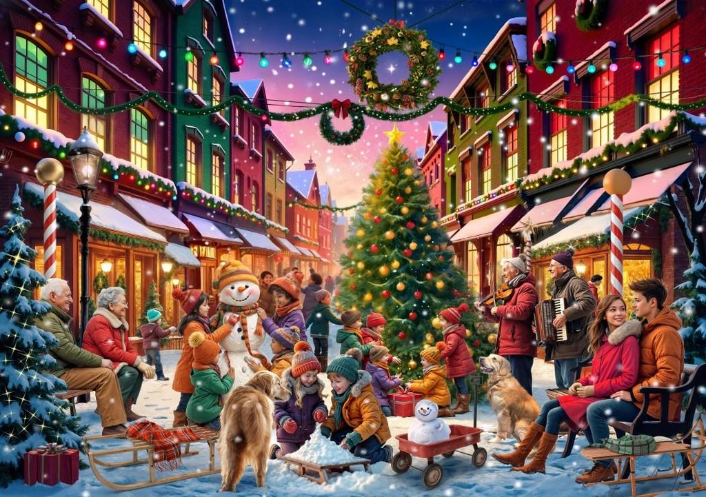 Bluebird Puzzle Weihnachts-Puzzle Christmas Street - 2000 Teile Karton