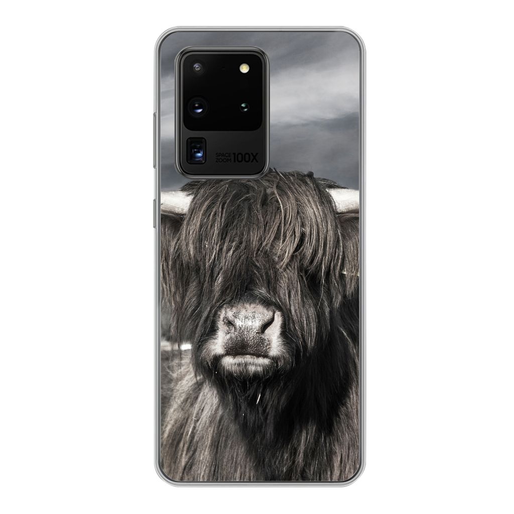 MuchoWow Handyhülle Schutzhülle Hülle für Samsung Galaxy S20 Ultra Schottischer Highlander - Tiere - Hörner Silikon Softcase Handy Hülle - ...