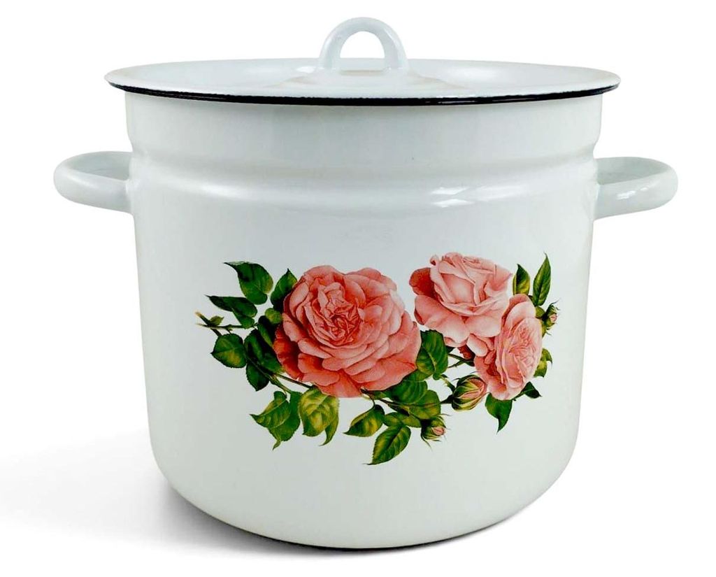Rosen Emaille Kochtopf Topf 7 Liter ca 23cm emailliert mit Produktbild 