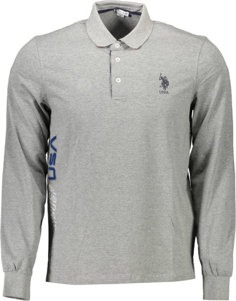 U.S. POLO Herren Polohemd Poloshirt Sweatshirt Shirt mit Kragen, langärmlig , Größe:2XL, Farbe:grau (188)