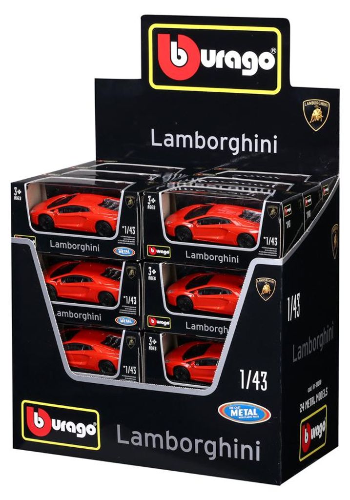 Bburago – Auta Street Fire, Lamborghini, 24-teiliges Set, Maßstab 1:43, sortiert