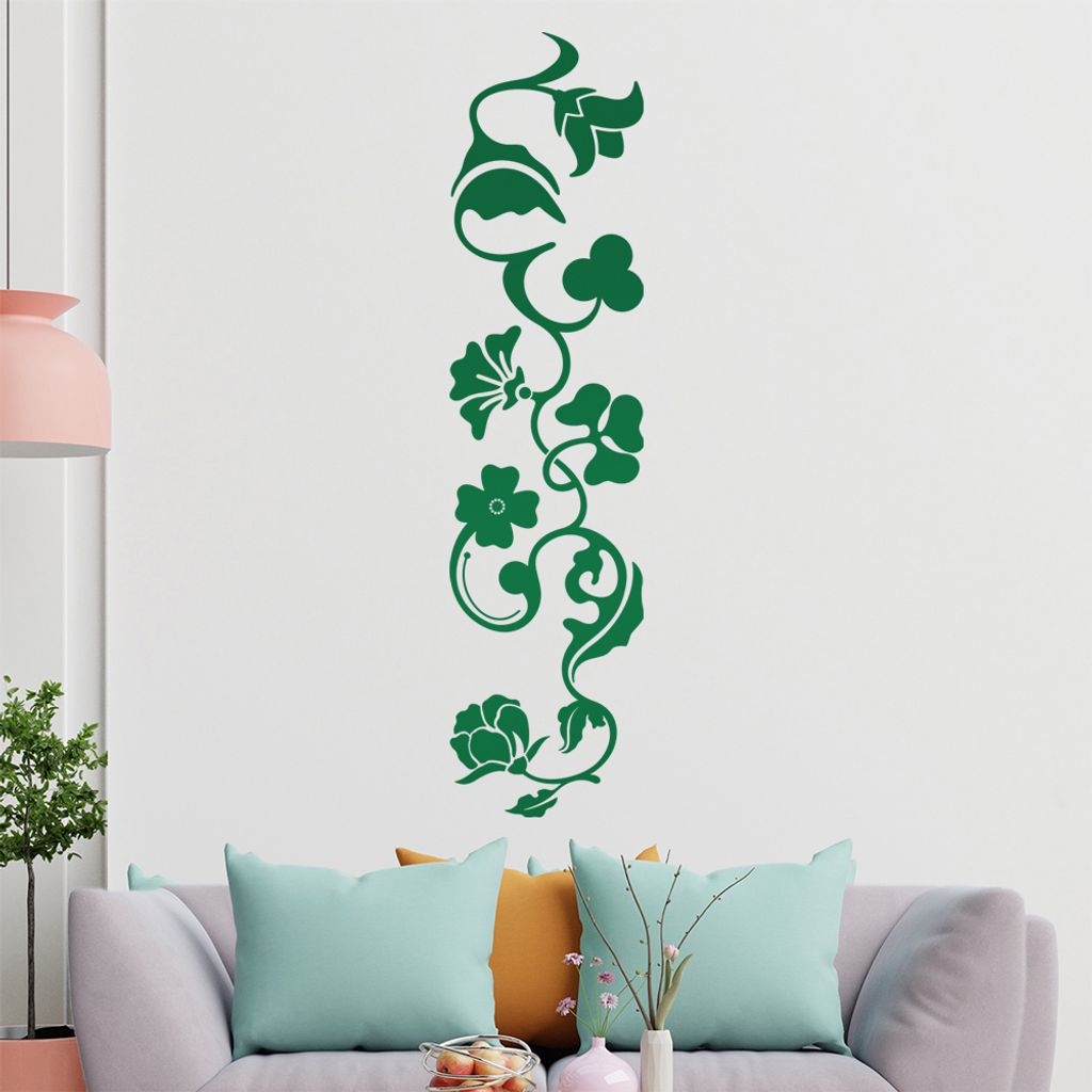 verrschiedene Blüten - Tribal Wandtattoo in 6 Größen - Wandaufkleber Wall Sticker - Dekoration, Küche, Wohnzimmer, Schlafzimmer, Badezimmer