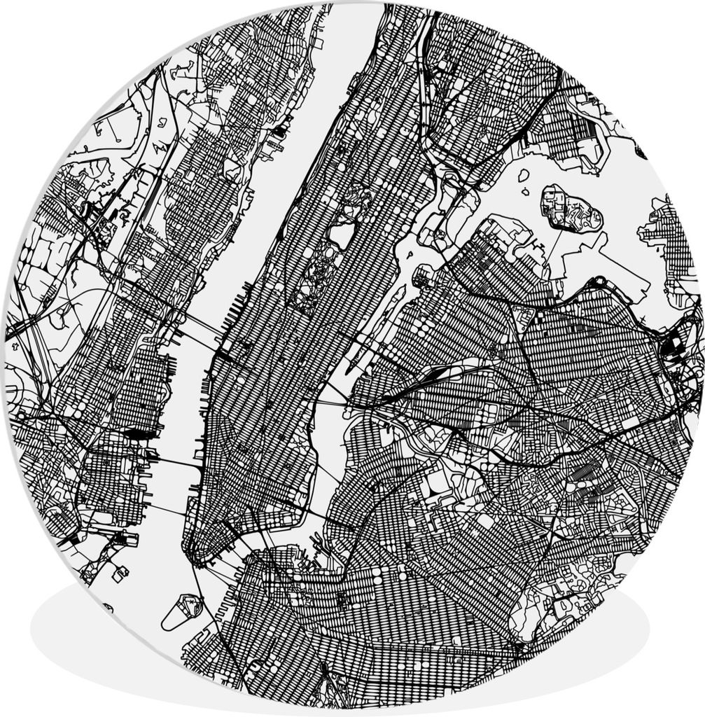MuchoWow Rundes Wandbild - Runde Bilder New York City Linienstrukturplan Ø 30 cm Kreis Wanddekoration Kunststoff - Wandkreis - Wandschmuck - Sch...