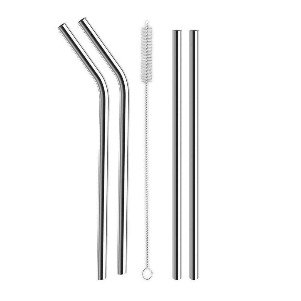 ORION Strohhalme Trinkhalme aus Stahl Metall ökologisch wiederverwendbar 4 Stk.