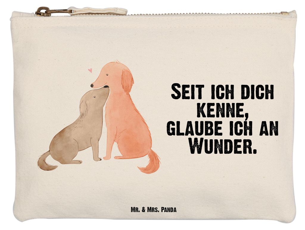 Mr. & Mrs. Panda Schlampermäppchen Hunde Liebe Größe M - Weiß - Geschenk, Pouch, Optimitisch, Sprüche, Kosmetiktasche, Hund, kosmetiktäschche...
