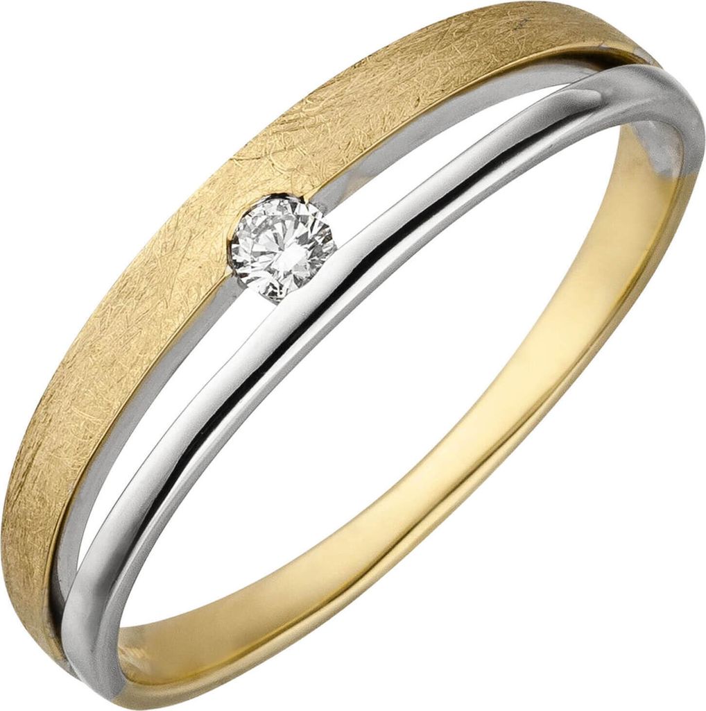 Ring 585 Gold Gelbgold & Weißgold bicolor Diamant Brillant Produktbild 