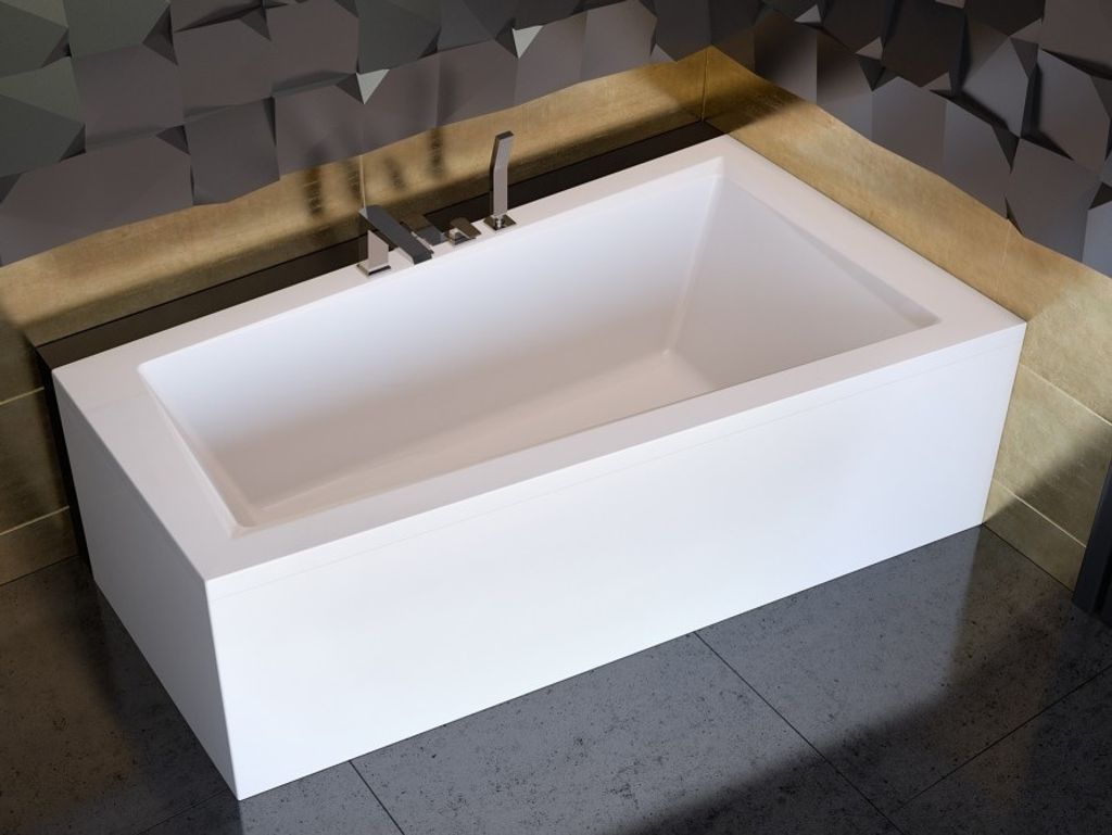 Badewanne INTIMA RECHTS 150x85cm mit Füßen , mit Siphon (mit 2x Schürze kurz +lang )