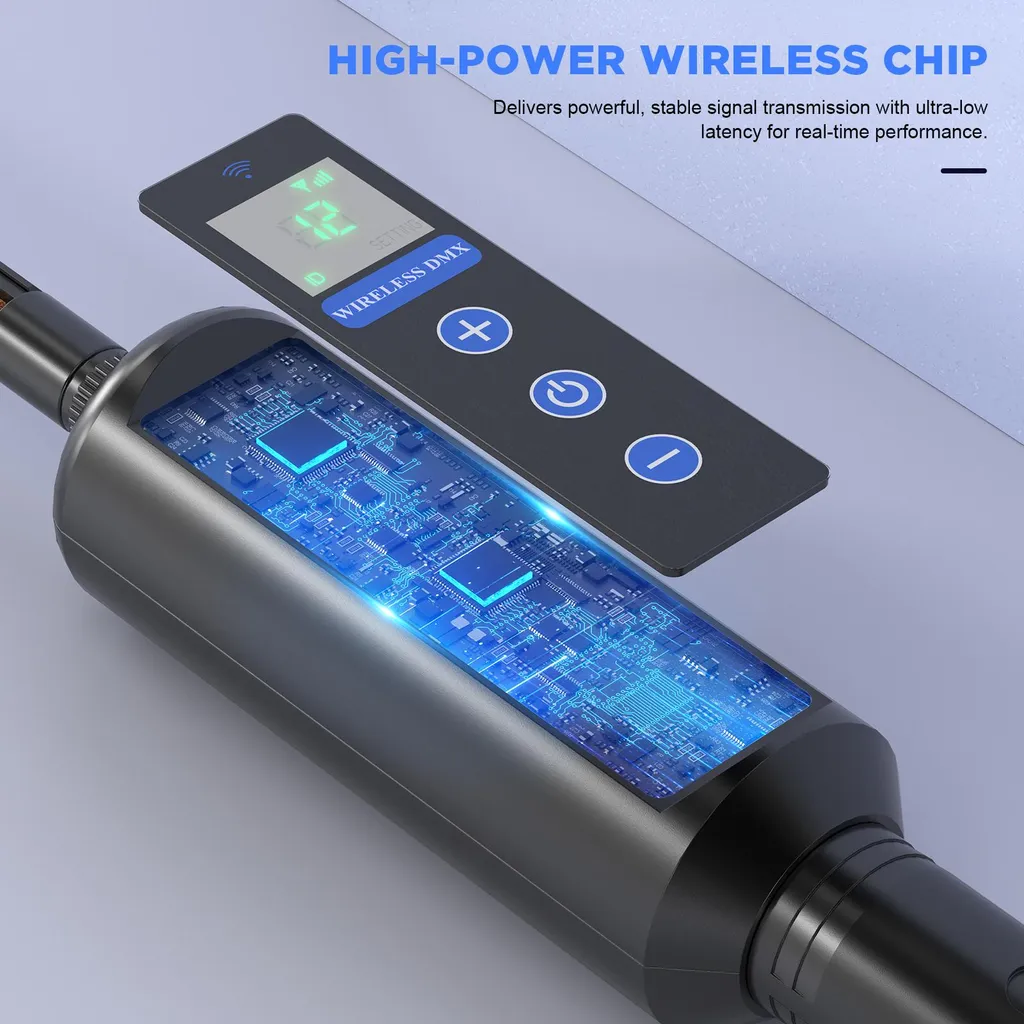 Émetteur DMX512 sans fil OLED - Solution anti-interférence 4 pièces