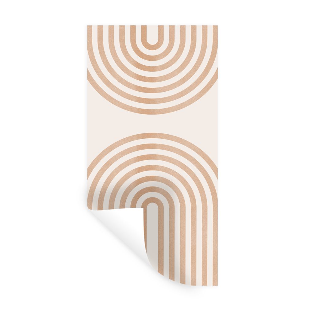 MuchoWow Wandtattoo Wandsticker Wandaufkleber Abstrakt - Kunst - Regenbogen - Braun - Weiß 60x120 cm Selbstklebend und Repositionierbar - Selbst...