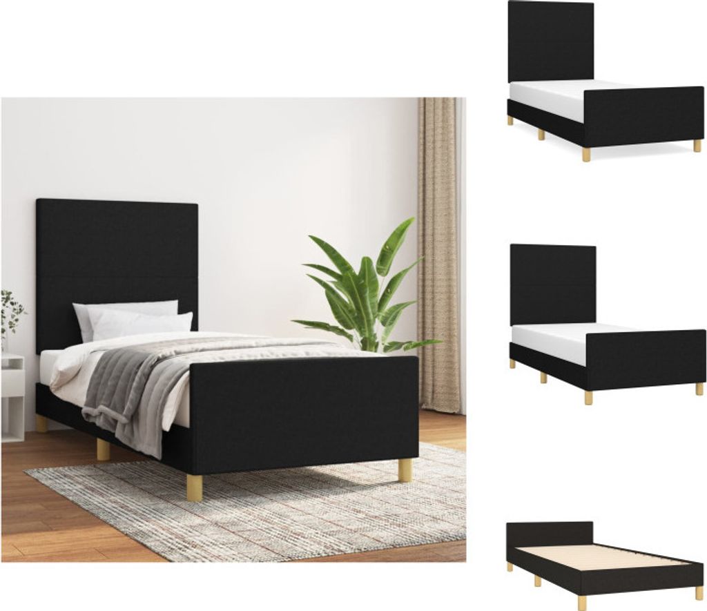vidaXL Bettgestell mit Kopfteil Schwarz 80x200 cm Stoff - Betten & Bettgestelle
