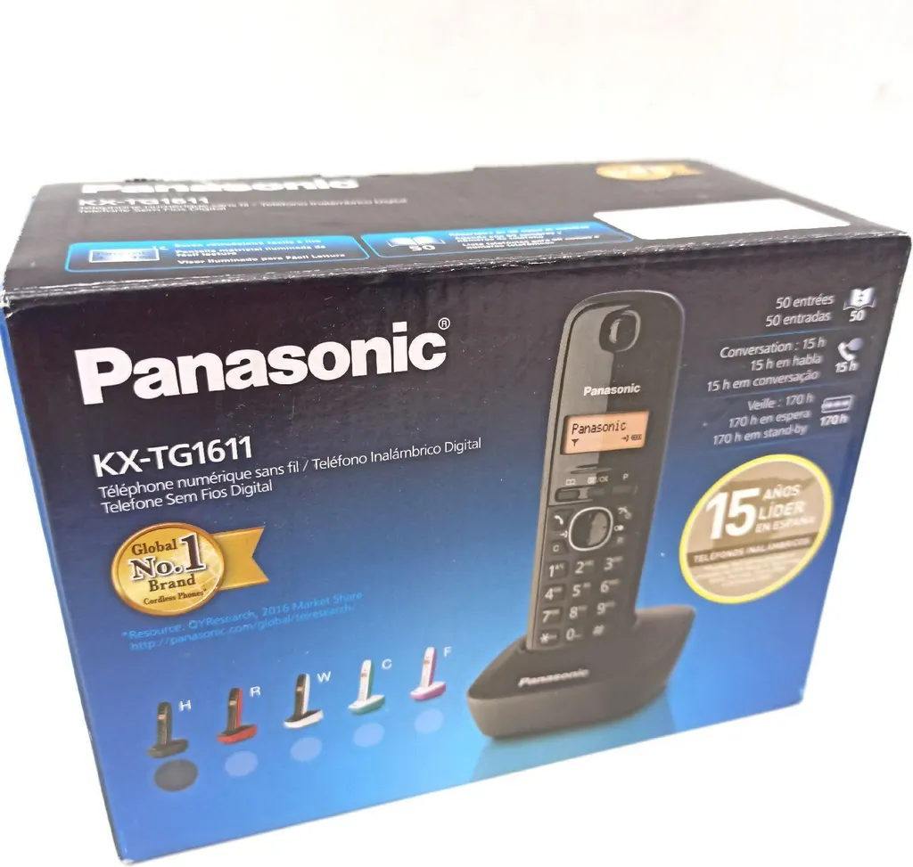 Téléphone Fixe Panasonic KX-TG1611SPH anti-traces avec Écran de Lecture