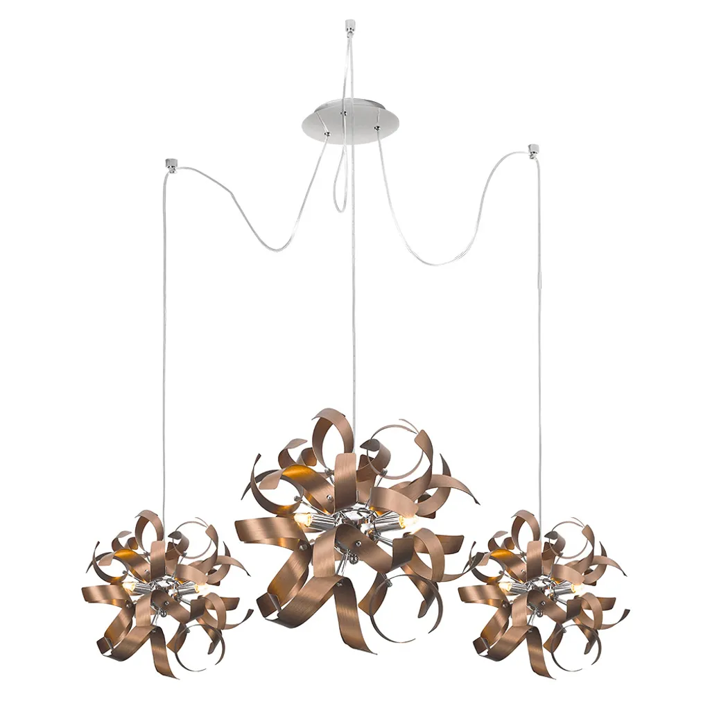 Suspension RIBBON 3xG9 cuivre satiné Ø60cm luminaire chic dimmable