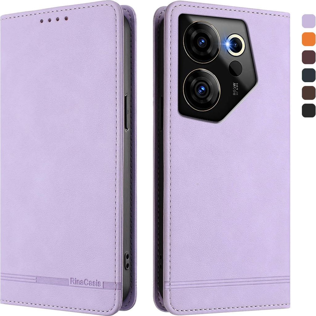 Hülle für Tecno Camon 20 Premier, Retro Kunstleder Ständer Klapphülle mit Kartenfächer und Magnetische Violett