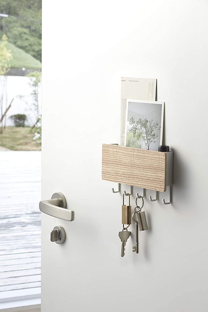 Schlüsselbrett Holz mit Ablage Briefhalter Wandmontage mit Produktbild 3
