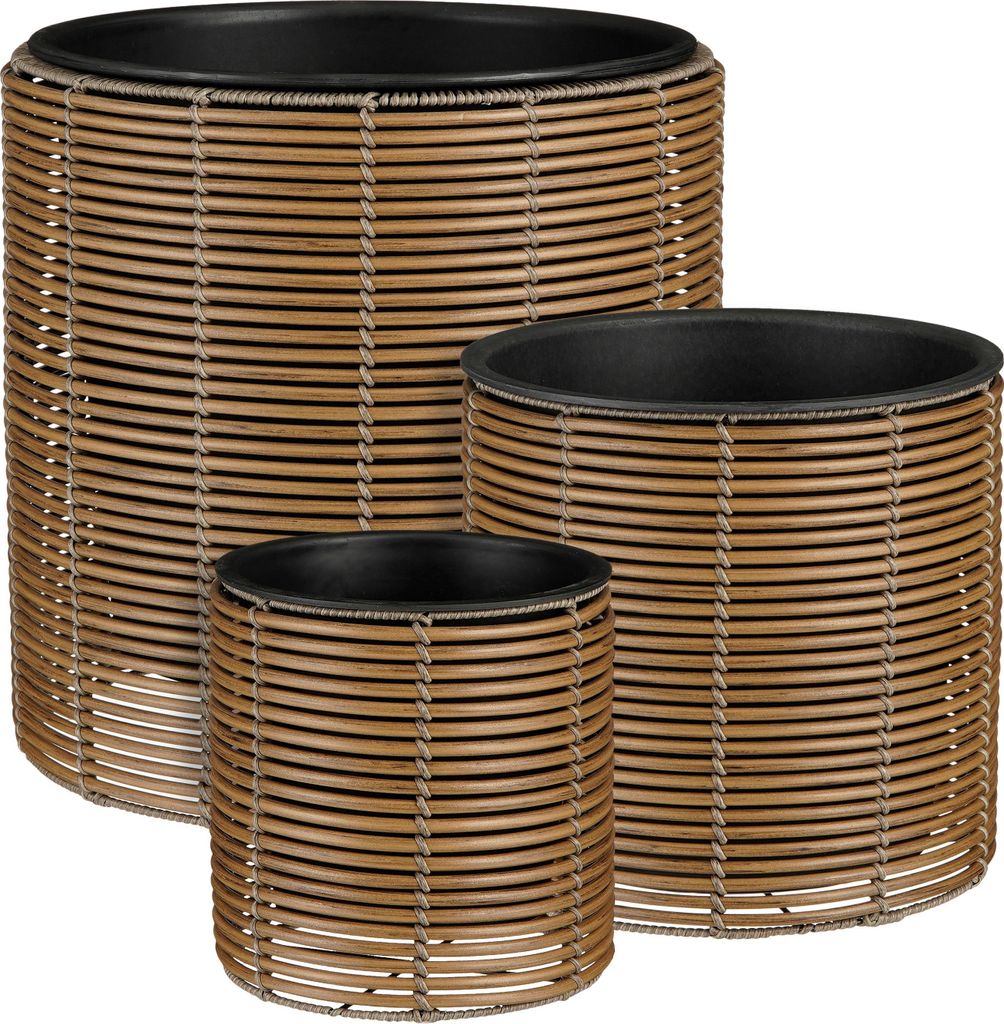 Mica Decorations Cesena Blumentopf – Set von 3 – Pflanzentopf für Blumen und Zimmerpflanzen – Für den Außenbereich – Recycelter Kunststo...