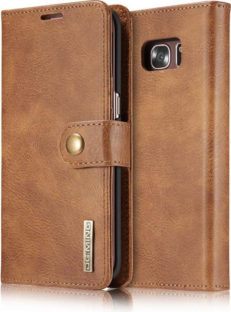 Samsung Galaxy S7 Edge Hülle - DG.MING 2-in-1 Klapphülle & Back Cover - Braun