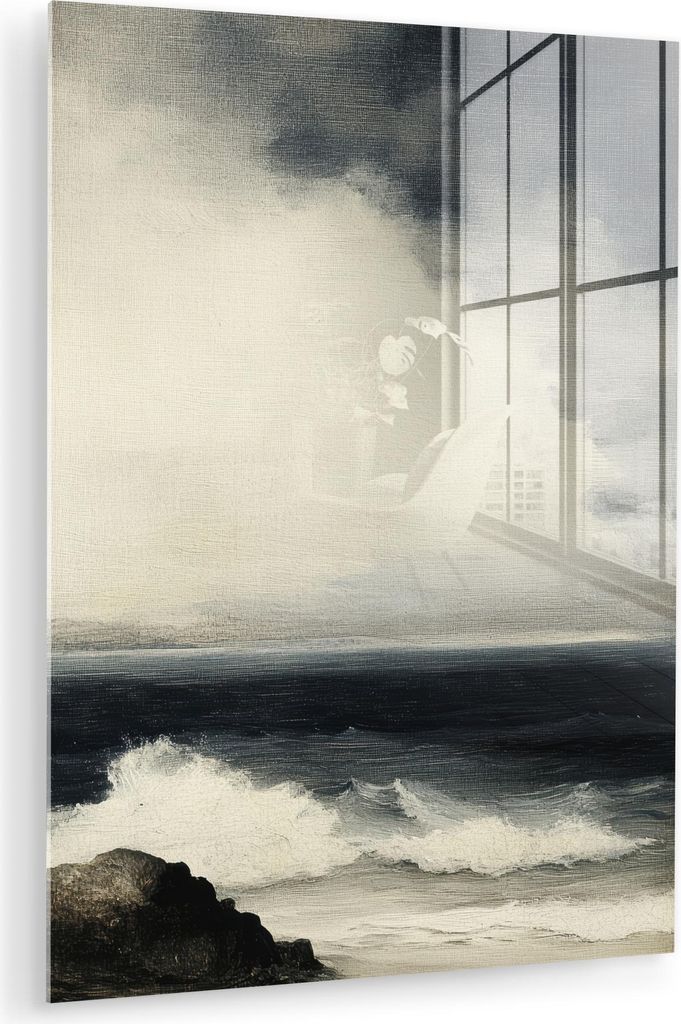 MuchoWow Glasbilder - Bilder auf Wandbild - Foto auf Glas Meer - Felsen - Sturm 60x80 cm Wanddekoration aus Glas - Acrylglasbild - Acrylbilder - Foto