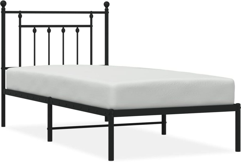 Bettgestell mit Kopfteil Metall Schwarz 80x200 cm