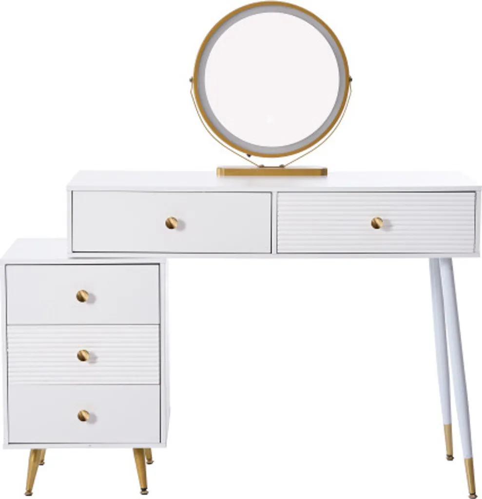 Coiffeuse LED pour Chambre Moderne avec Miroir et Rangement Modulable - 4