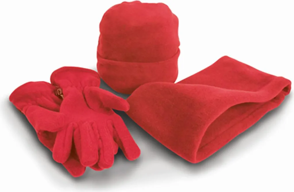 Result Winter Essentials R040X | Set invernale in pile: cappello, guanti, scaldacollo - Colore: rosso - Taglia: M
