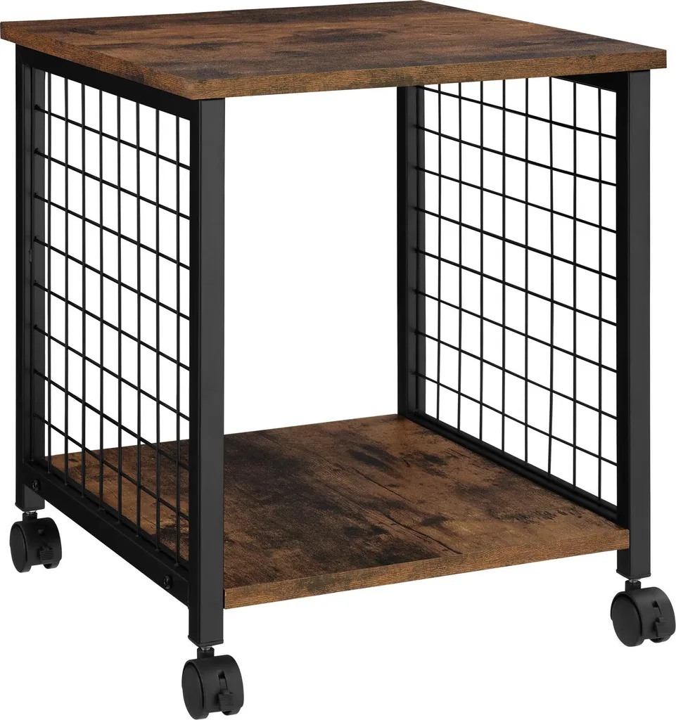 Petite table de chevet industrielle Gary bois foncé pour chambre ou salon