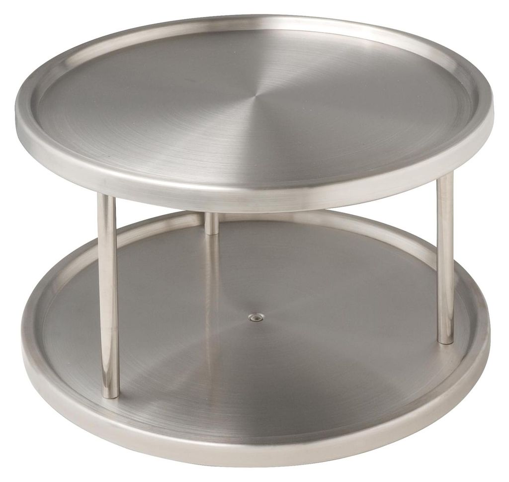 Küchenregal Duo mit drehbaren Schubladen und 2 Ablagen für optimalen Stauraum im Küchenschrank, Edelstahl matt, Ø 26,5 x 15,5 cm