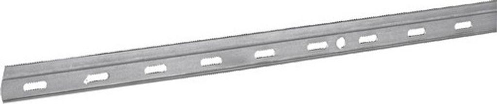 A metal mounting rail with multiple slots.