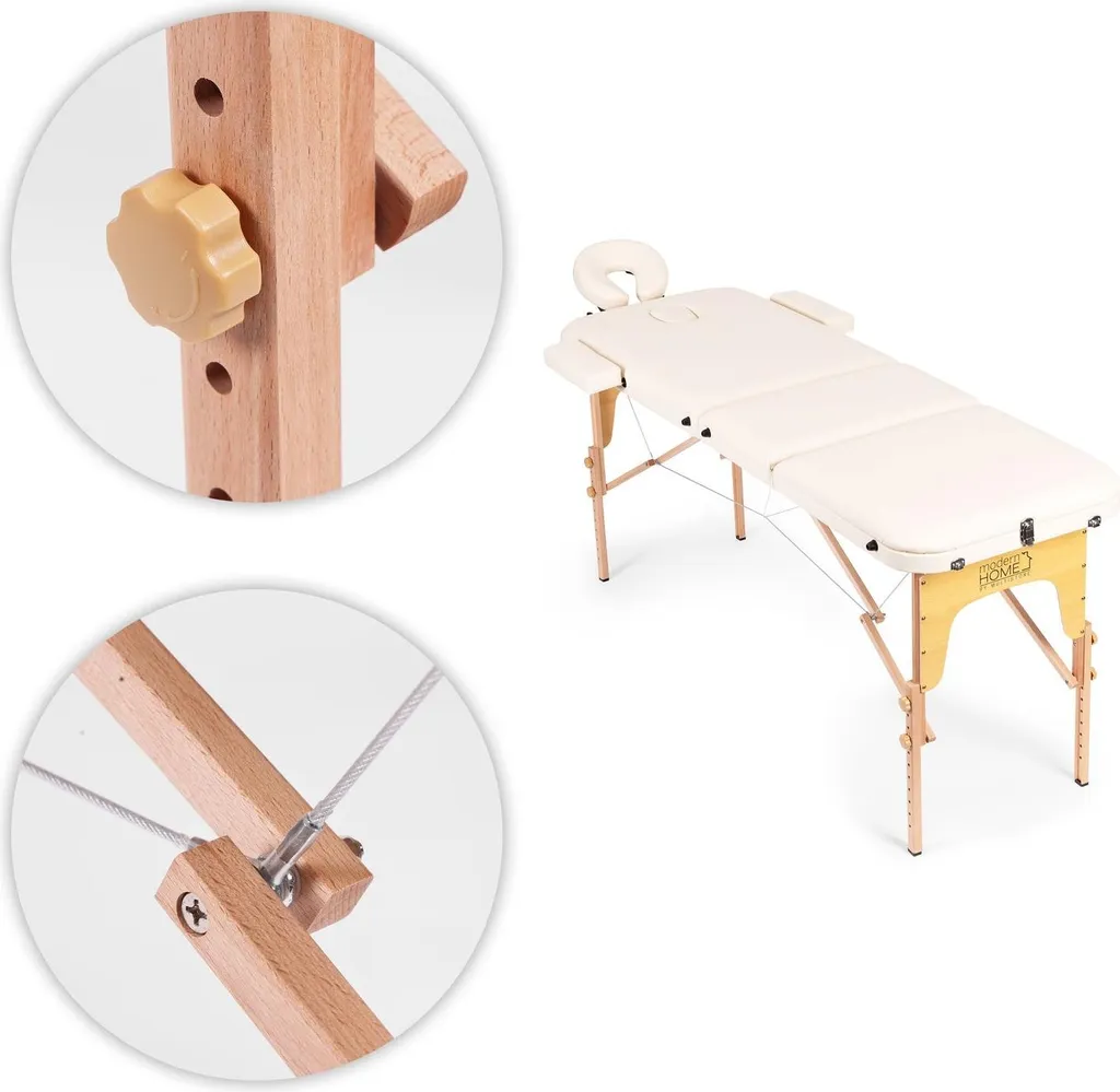 Table de massage portable pour soins à domicile 3 sections bois robuste