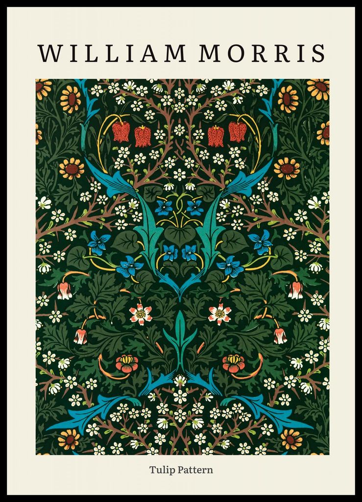 Plakat 50x70cm Design Tulpenmuster, Morris Vintage für das Wohnzimmer