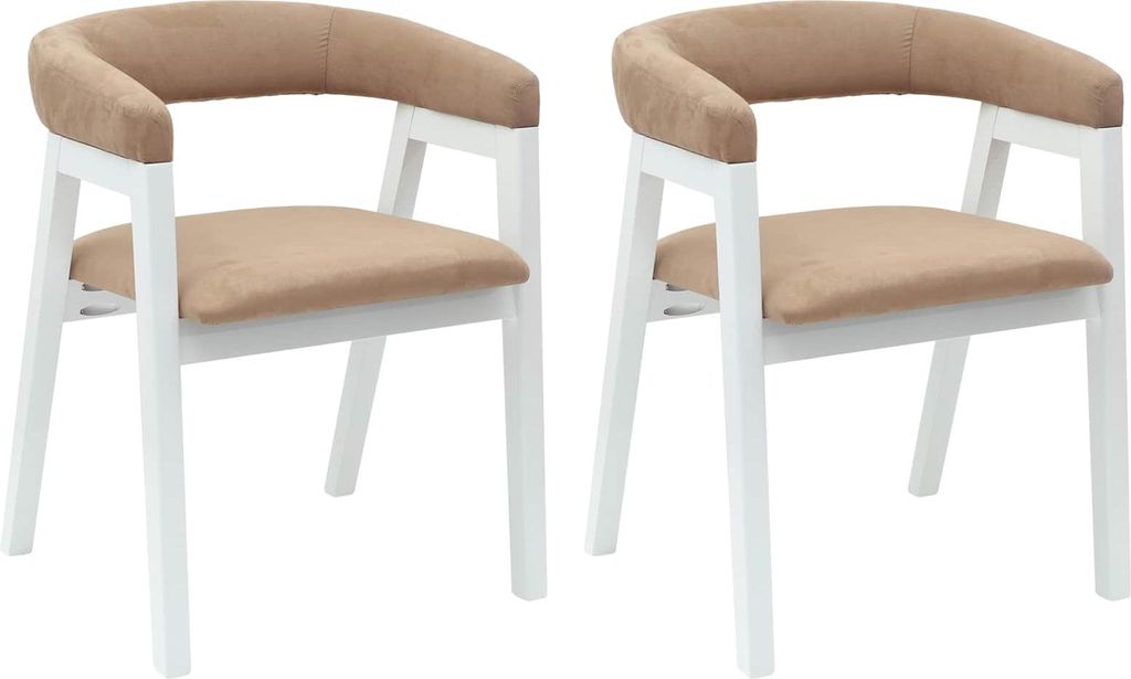 vidaXL Esszimmerstühle 2 pcs Weiß 54 x 57 x 73 cm Massives Gummiholz