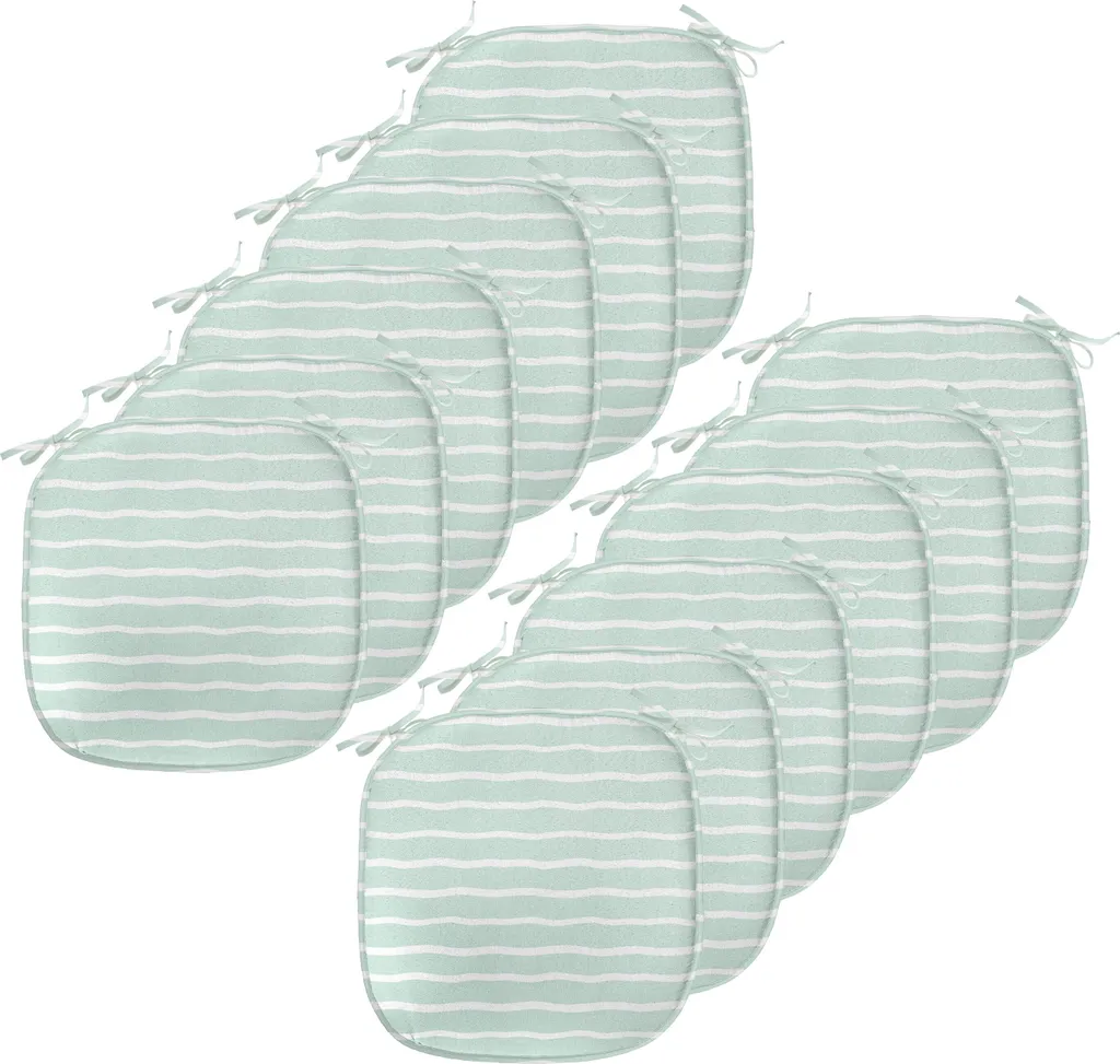 Galettes de Chaise Imperméables 40x40 cm Vert Amande pour Cuisine, x12
