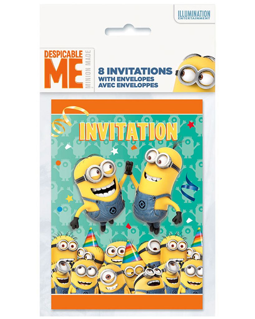 "Minions" Deko | 8 Einladungskarten 13x9cm Produktbild 