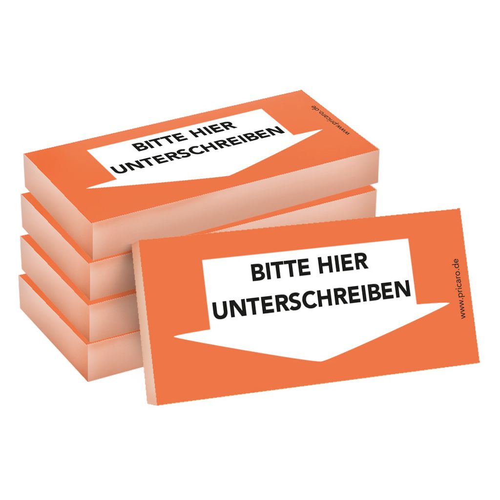 PRICARO Haftnotizen "Bitte hier unterschreiben", Unten, orange, 100 Blatt, 5 Stück