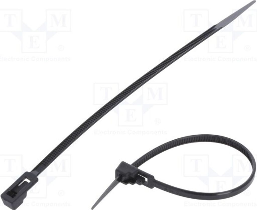 100x Kabelbinder schwarz FIX-TR-3.6X150/BK Kabelbinder W: 3,6mm 177N lösbar L: 150mm