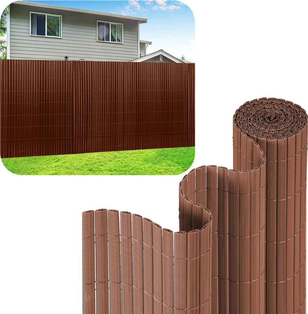 Clanmacy PVC Sichtschutzmatte Sichtschutzzaun Sichtschutz für Zaun Balkon Braun 0,9 x 4m