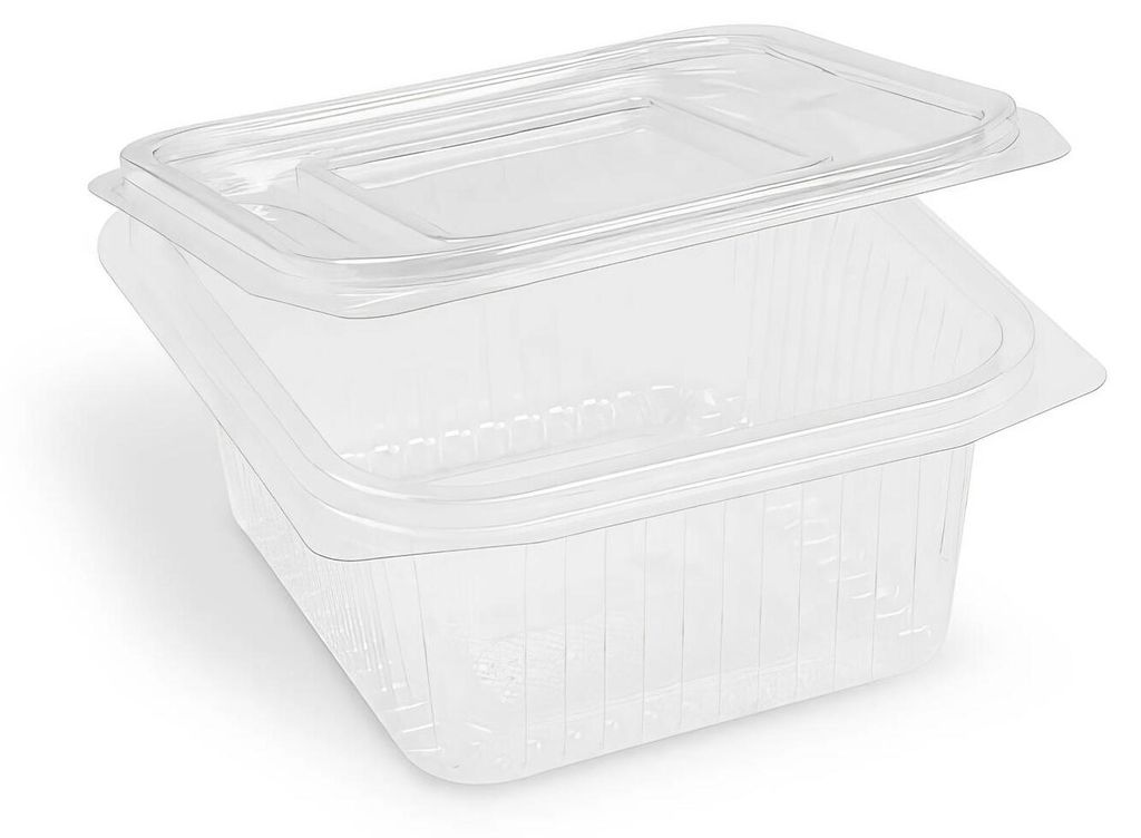 50x Rechteckbecher klar mit Deckel 500 ml (rPET) Produktbild 