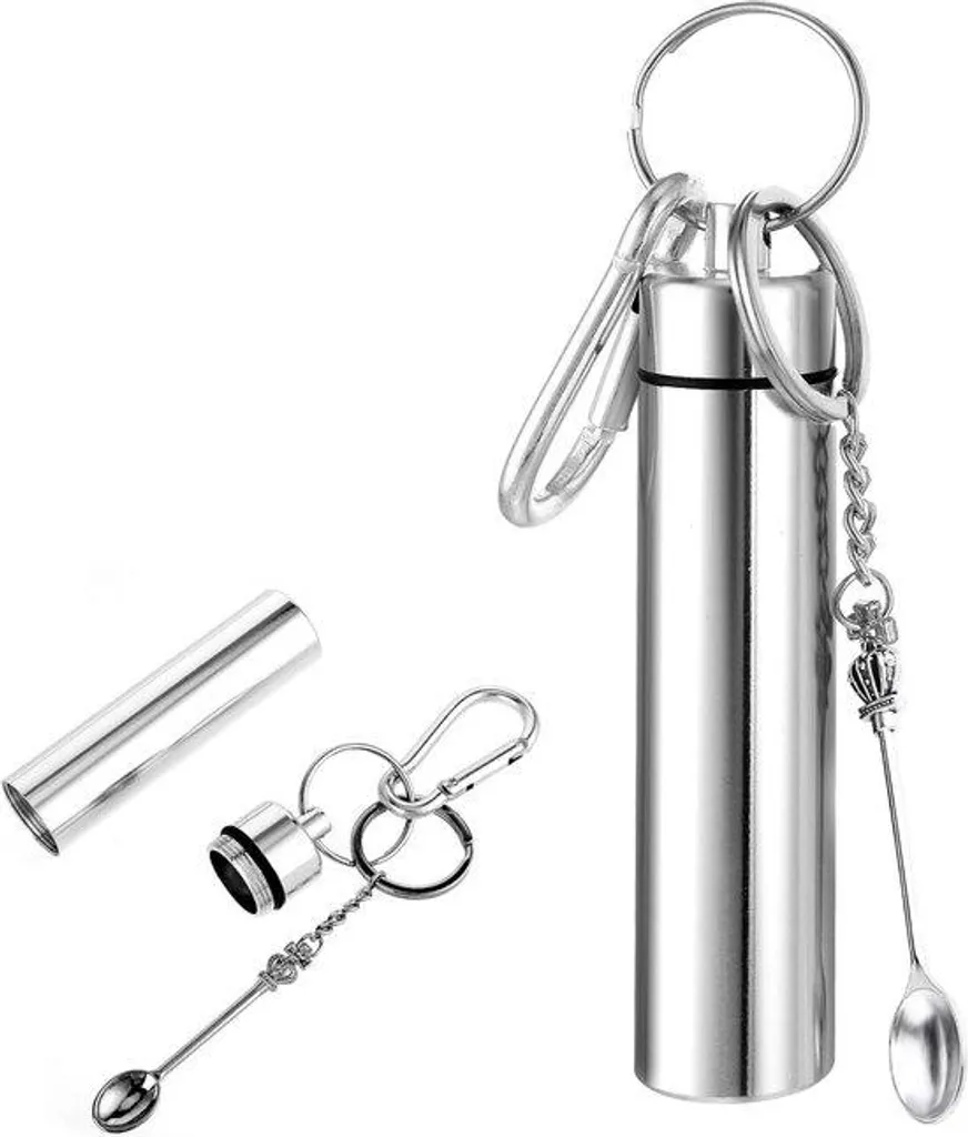 Mini porte-bouteille étanche en métal argenté avec étui portable