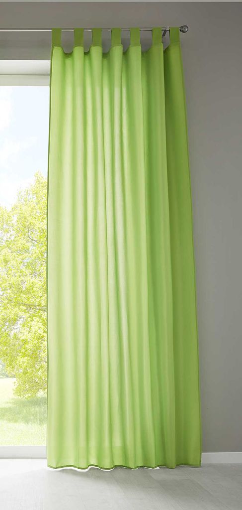 1er Set Vorhang Schal Schlaufen »Berlin« HxB 225x140 cm Apfelgrün Blickdicht Microsatin Lichtdurchlässig Kräuselband Uni Matt, 20400N