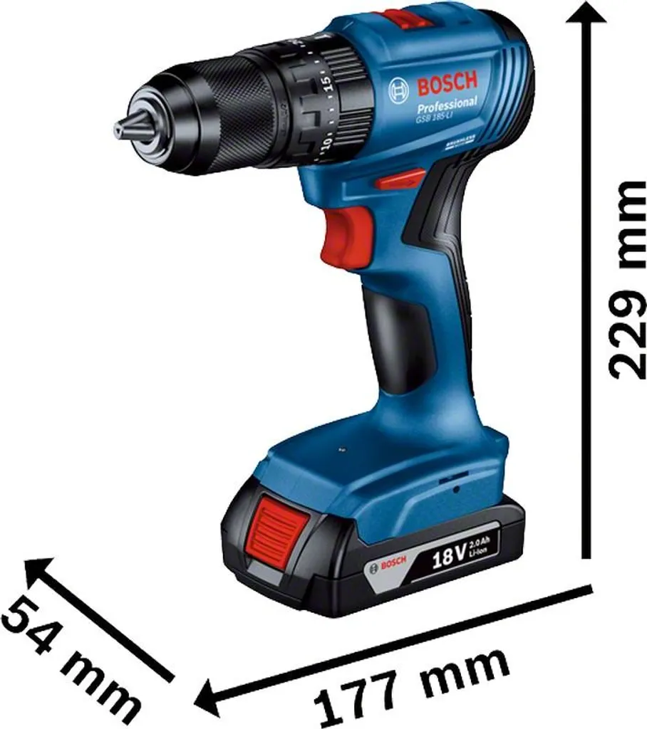 Bosch GSB 185-LI Perceuse percussion 18V compacte pour accès difficiles - 8