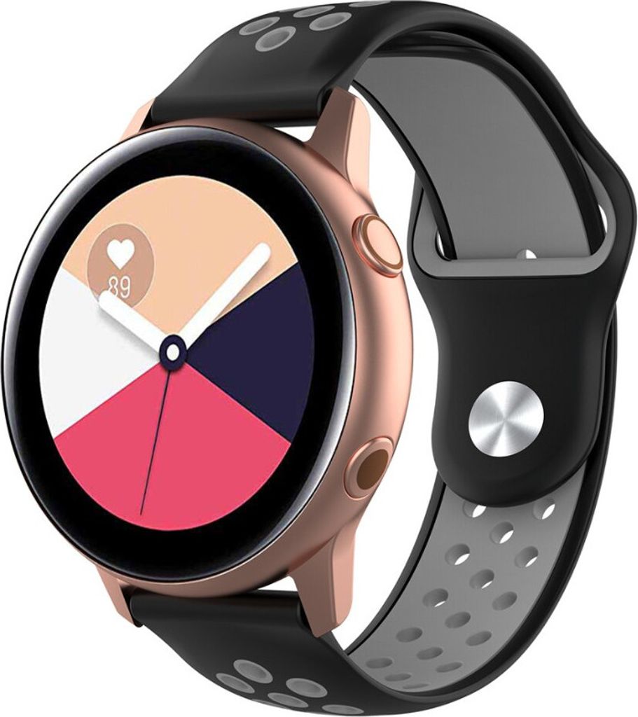 Strap-it Samsung Galaxy Watch Active / Active 2 Sportarmband (Schwarz / Grau)