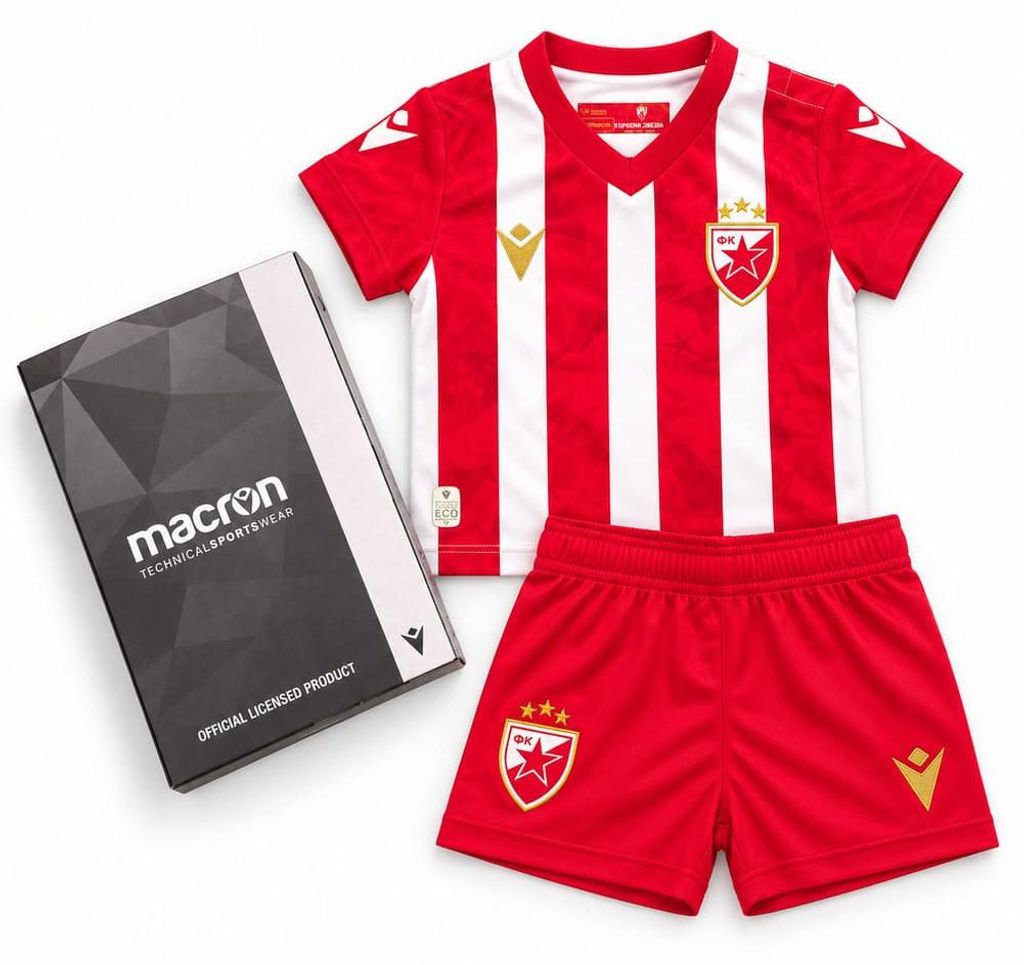 6-9M 65-70|Roter Stern Belgrad macron Kinder Trikot Set Produktbild 