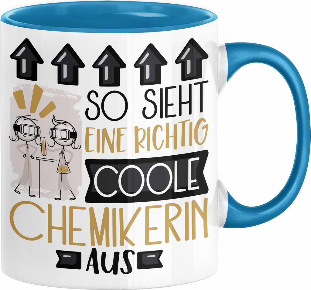Chemikerin Geschenk Tasse Geschenkidee für Chemikerin Geburtstag Weihnachten Spruch So Sieht Eine Richtig Coole Chemikerin Aus Kaffee-Becher (Blau)