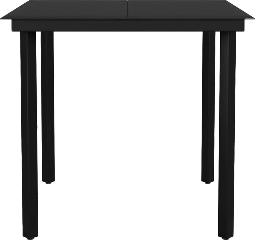 Hochwertigen Möbel Gartentische - Schwarz Garten-Esstisch Schwarz 80x80x74cm Stahl und Glas NEU6626861