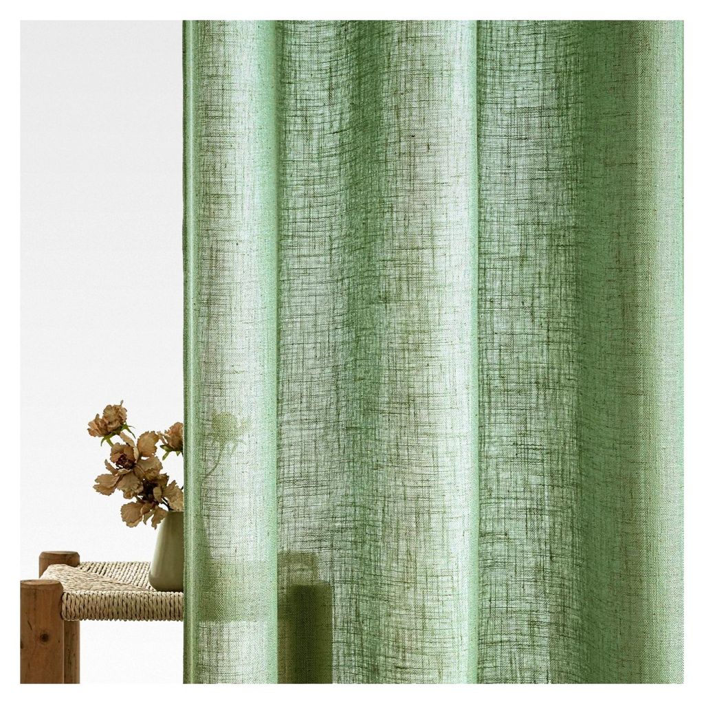 Gardinen Vorhänge Leinenvorhang mit Ösen Voile Vorhang Leinenoptik Modern Halbtransparent für Wohnzimmer Dekoschal Kinderzimmer Schlaufenschal K...