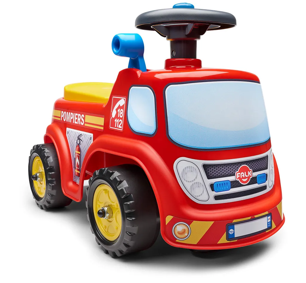 Camion Falk sans pédales : siège avec rangement et volant klaxon actif