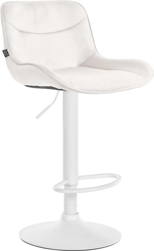 Sgabello Velluto Crema Alto Comfort Girevole Base Bianca Offerta