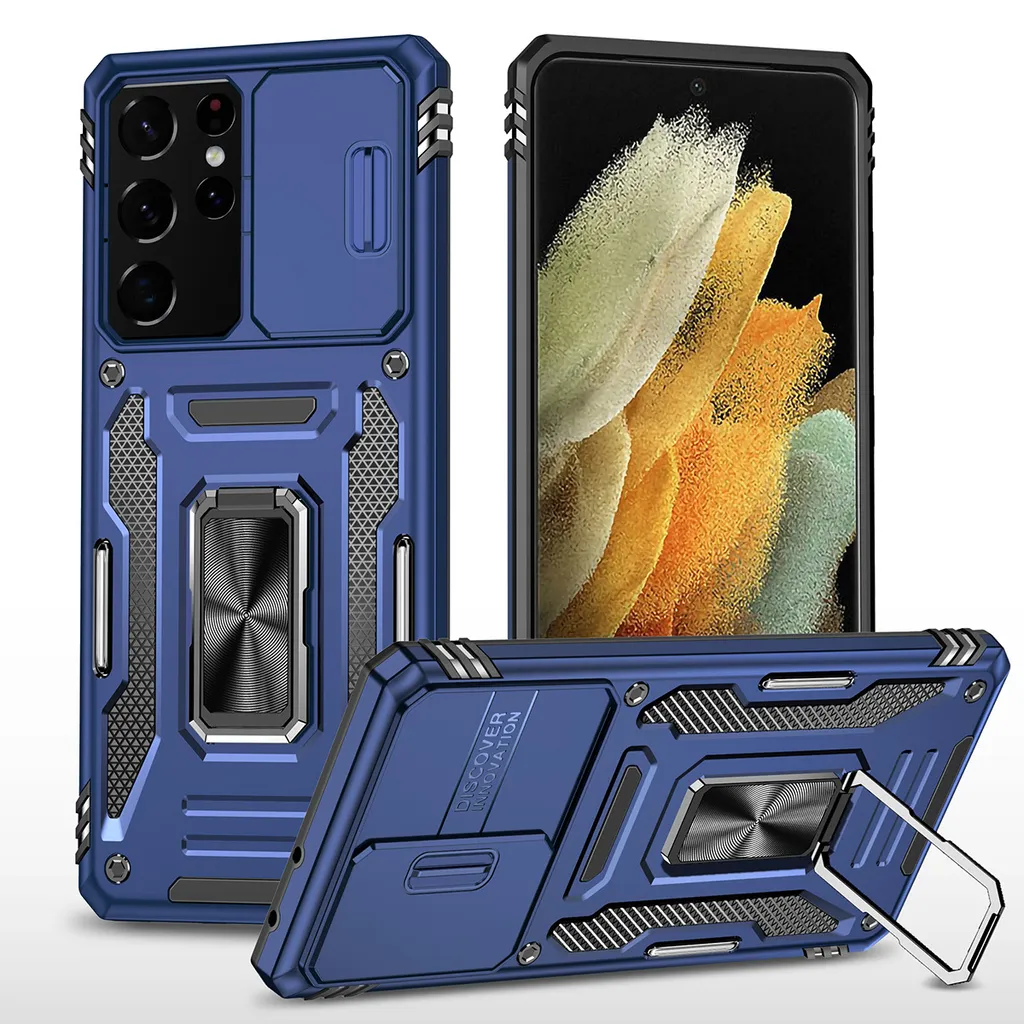 Custodia Blu Navy Samsung Galaxy S23 Ultra con Protezione Lenti