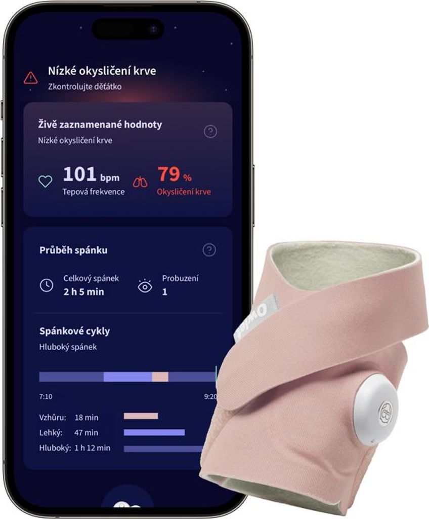 OWLET Ponožka inteligentní Dream Sock - matně růžová Obrázek produktu 